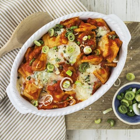 Raviolis au gorgonzola gratinés